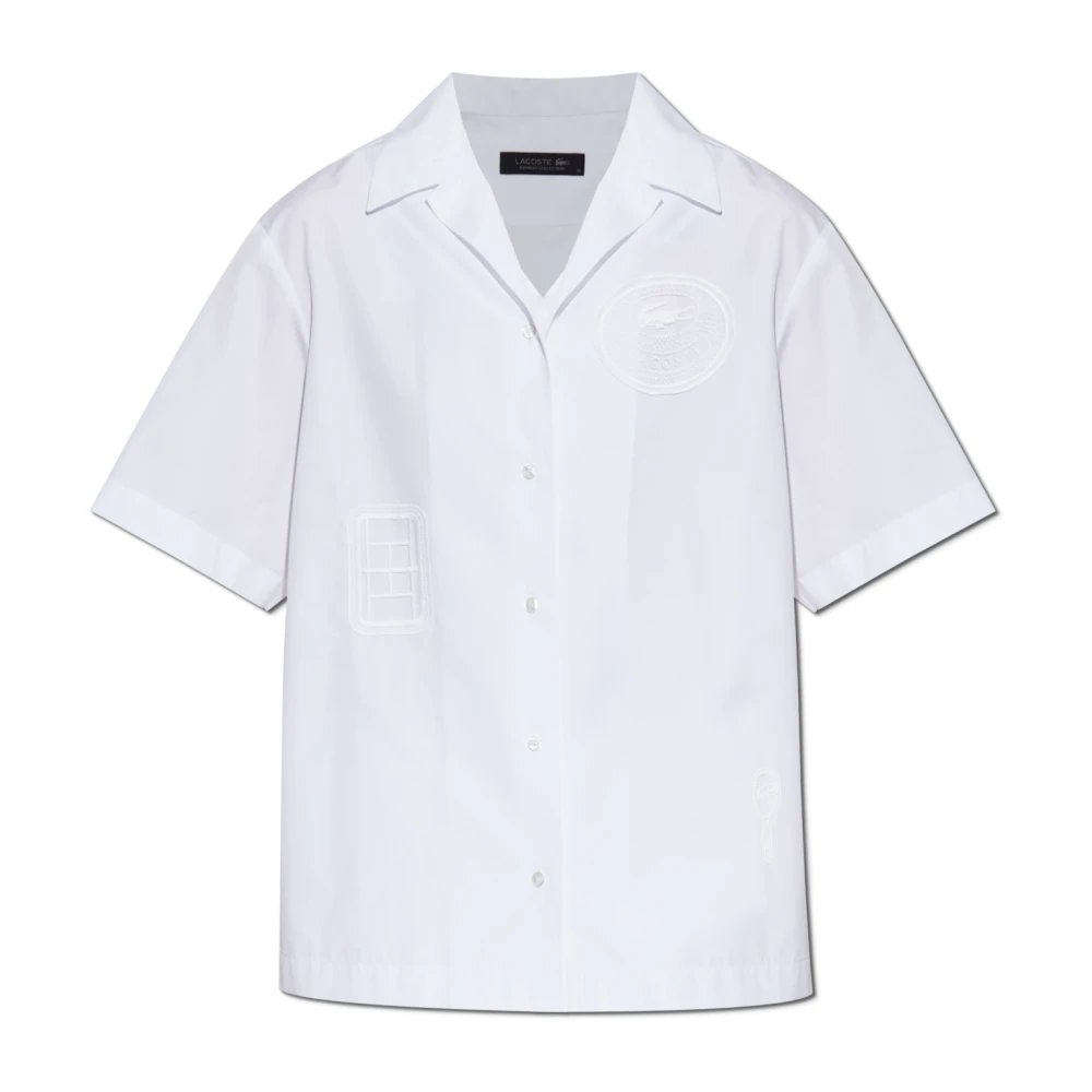 Lacoste Kvinno Vit Blusar & Skjortor Dam, Xs, Bomull, Skjorta Med Logotyp