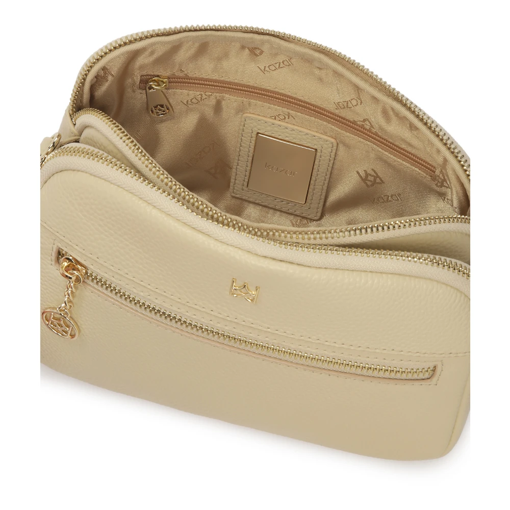 Kazar Roomkleurige leren handtas met 3 compartimenten Beige Dames