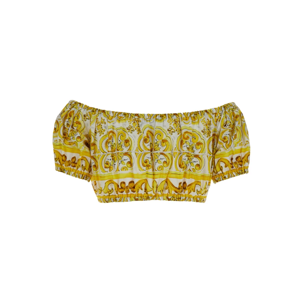 Dolce & Gabbana Gele Maiolica Crop Top Yellow Dames