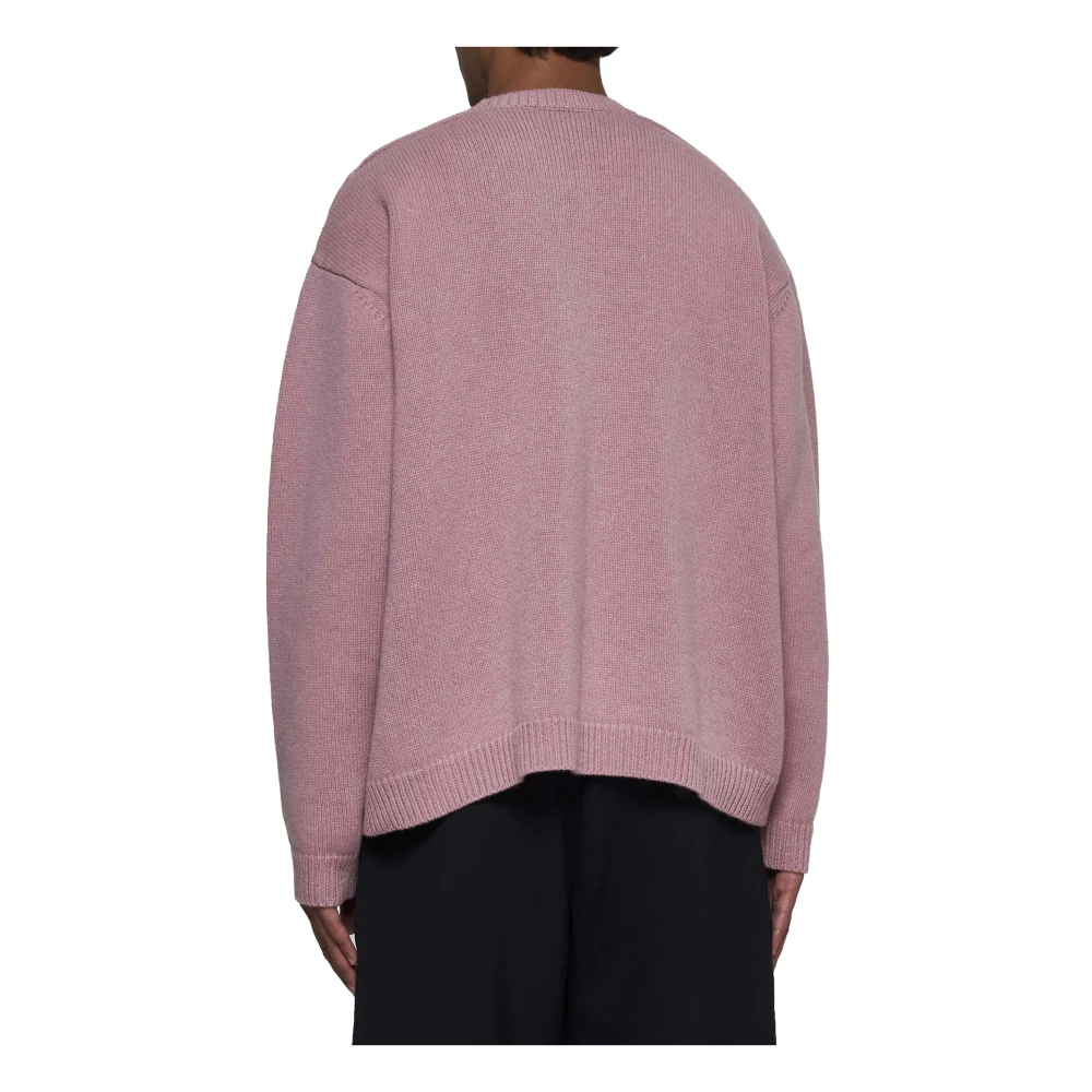 Studio Nicholson Chunky Gebreide Lamswol Trui Pink Heren