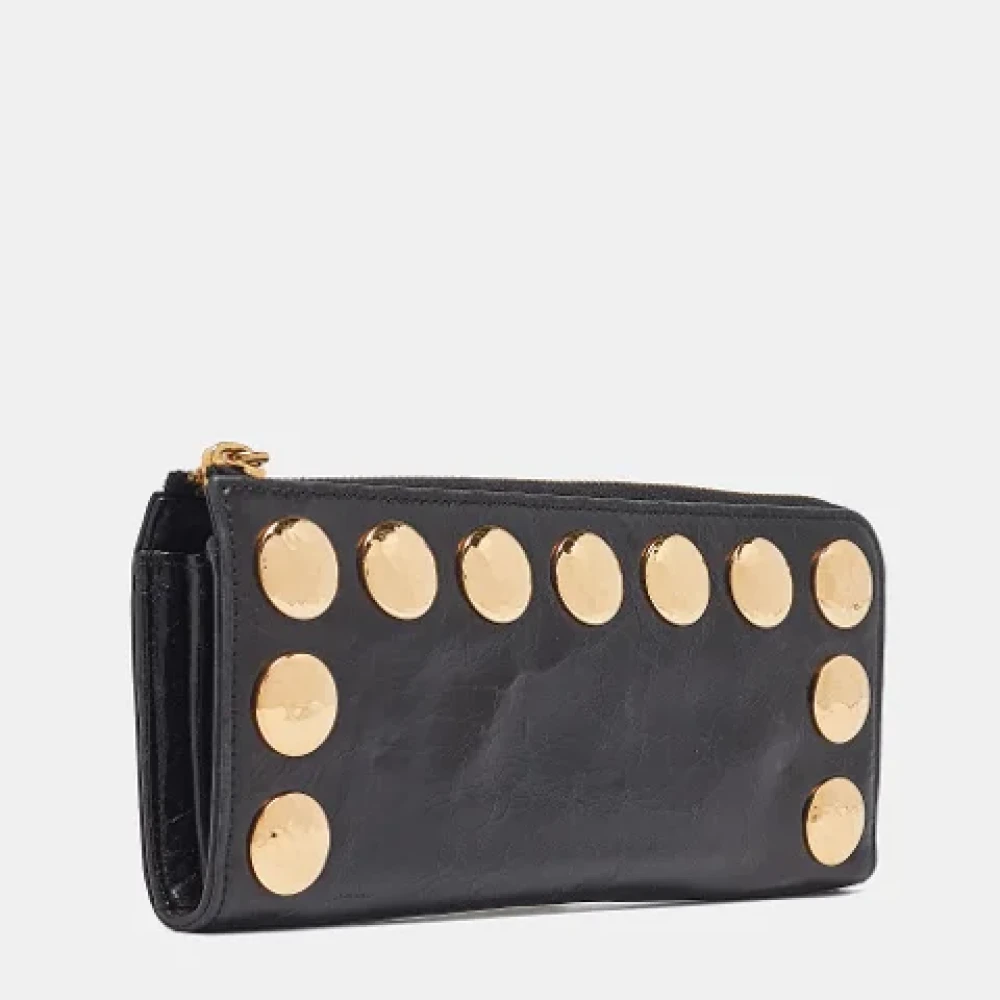 Miu Pre-owned Leather wallets Black Dames