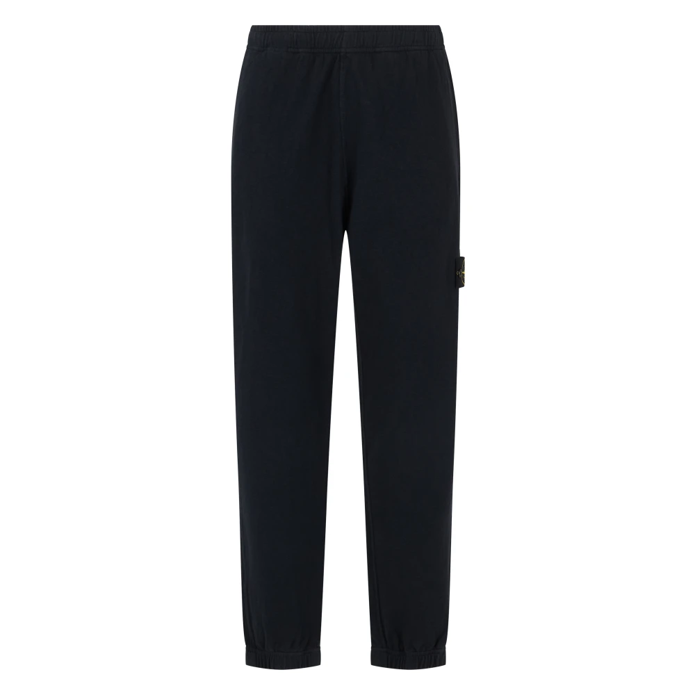 Stone Island Men's Black Sweatpants, S, Brushed Cotton Fleece Joggers