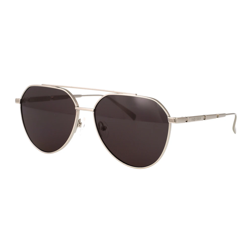 Alexander Mcqueen Men's Gray Sunglasses, 59 Mm, Metal Plaque Pilot Sunglasses