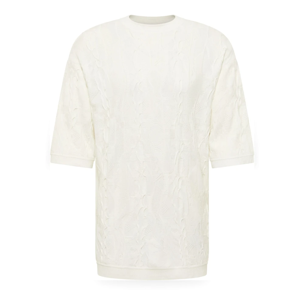 Carlo Colucci Men's White 3D Knit T-Shirt