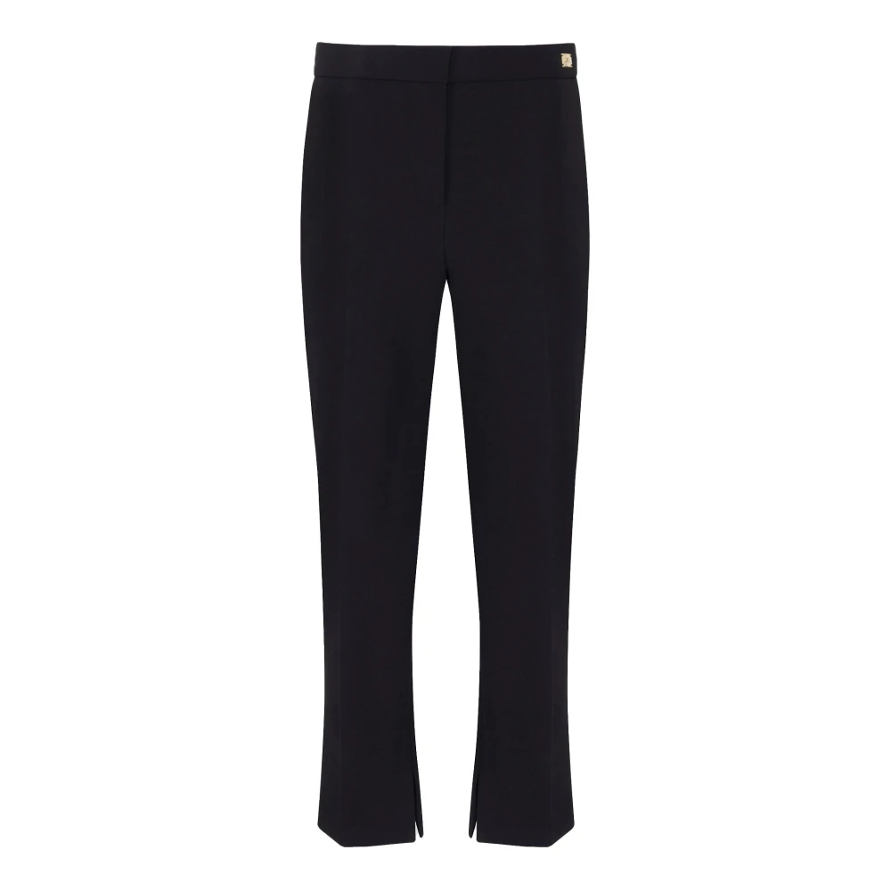Elisabetta Franchi Zwarte broek met rechte pijpen en voorplooi Black Dames