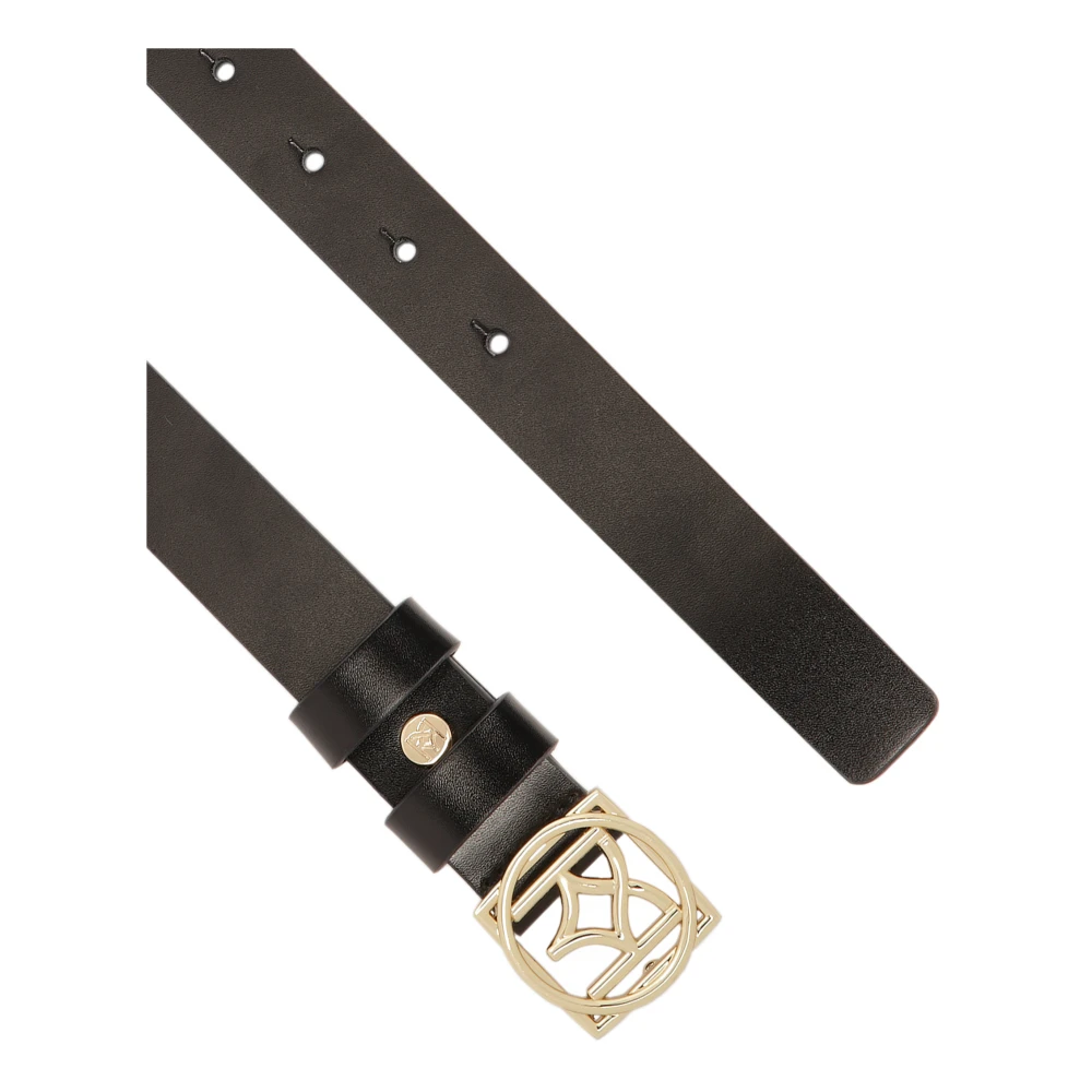 Kazar Minimalistische leren damesriem met logogesp Black Dames