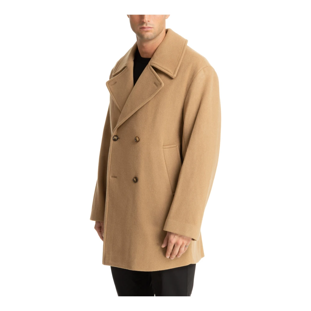 Michael Kors Knoopsluiting Effen Jas met Logodetail Beige Heren
