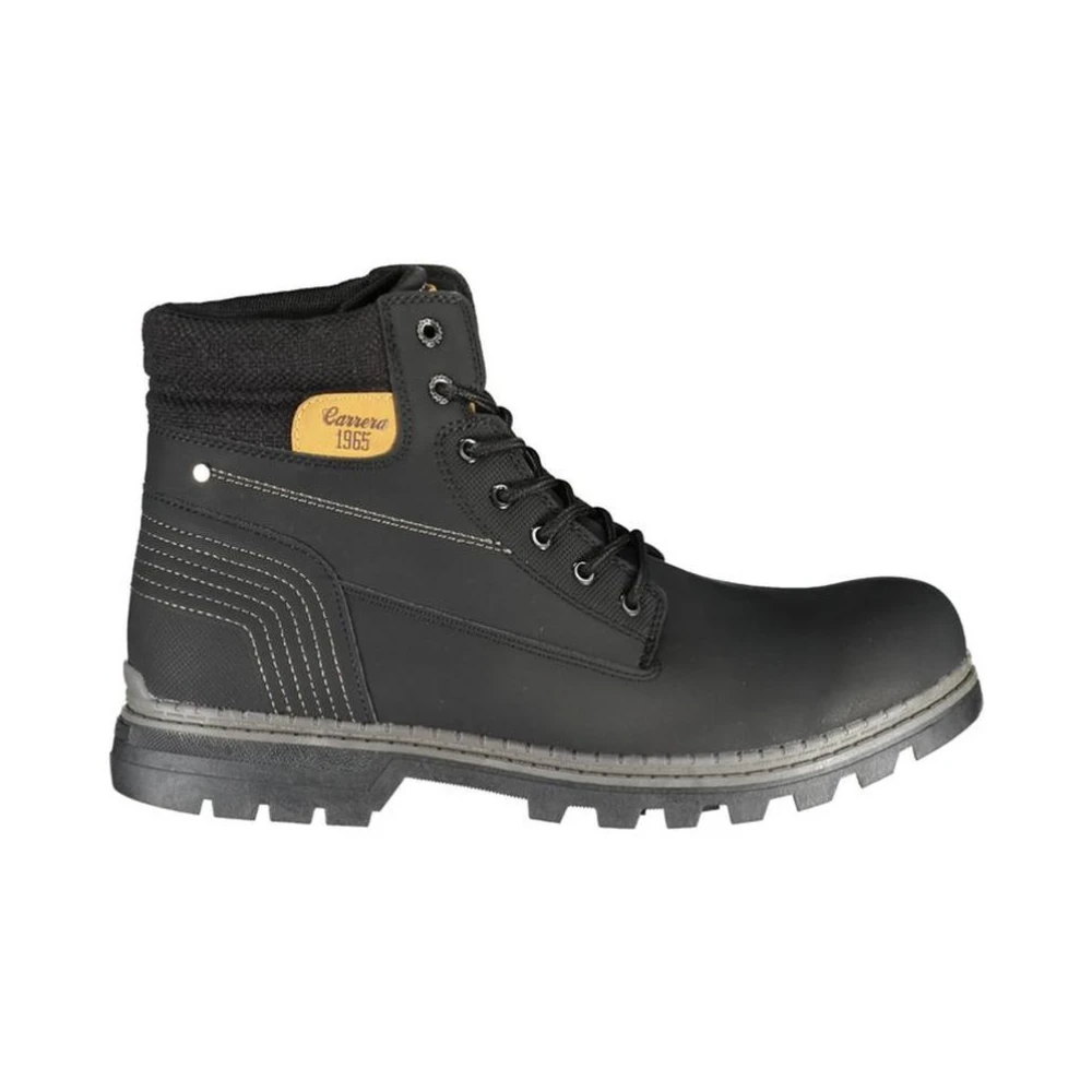 Carrera Men's Black Laceup Boots With Contrast Details - Lace-Up Boots - 7 Uk- Shoes