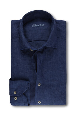 slim-navy-linen-casual-shirt