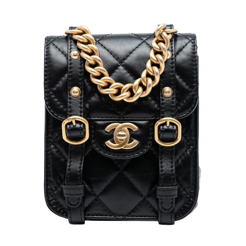 Chanel Vintage Women's Black Vintage Mini Bags, One Size, Pre-Owned Chain Accent Bag