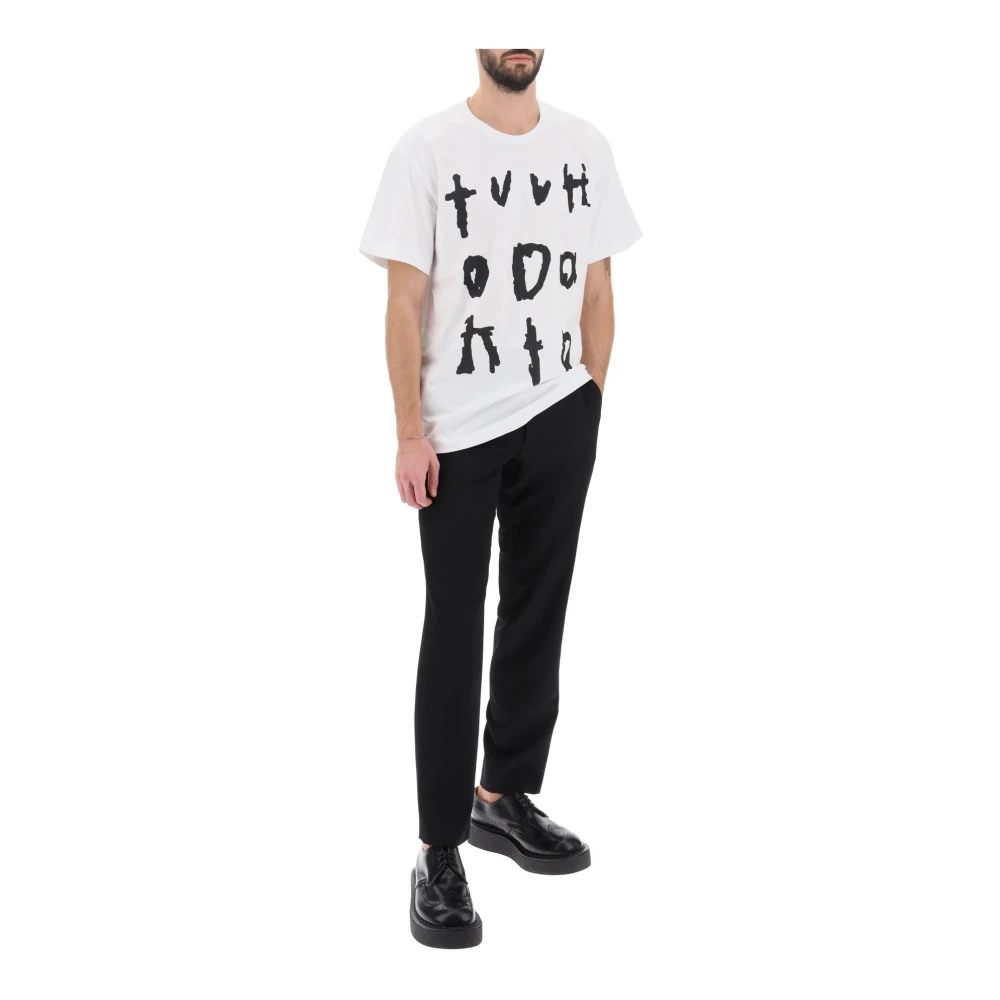 Comme des Garçons Artwork Print T-Shirt uit de Homme Plus Collectie White Heren