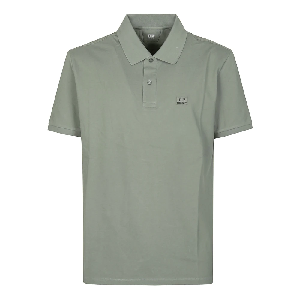 C.p. Company Men's Green Polo Shirts, S, Stretch Piquet Short Sleeve Polo
