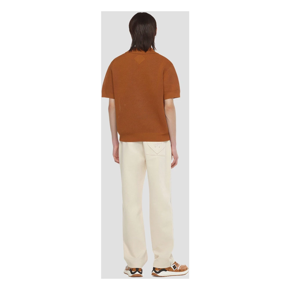 MCM Gebreide polo met logopatch Brown Heren