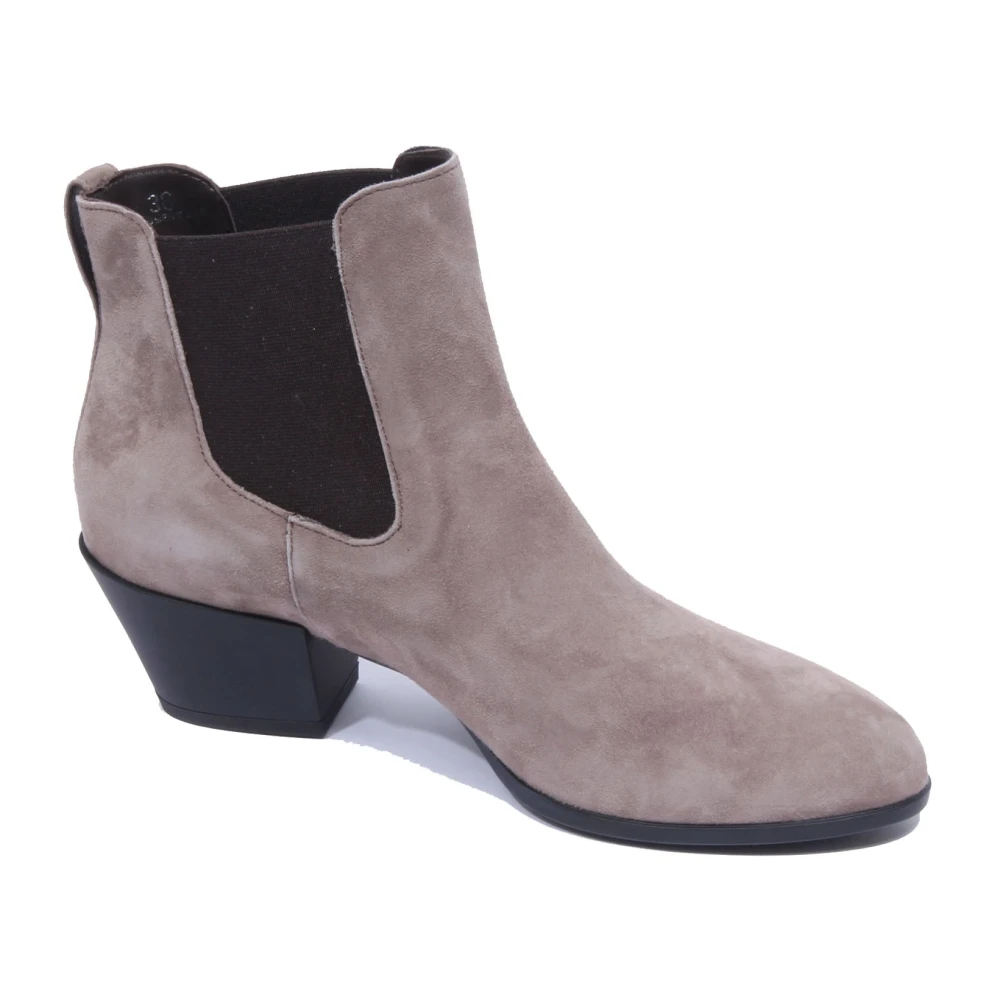 Hogan Women's Gray Cowboy & Biker Boots, 7 Uk, Suede Chelsea Boots Dove Grey