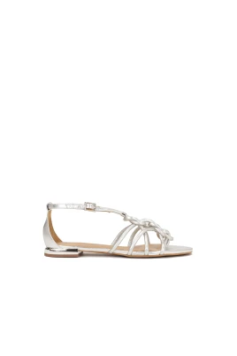 Silver platta sandaler med flätade remmar