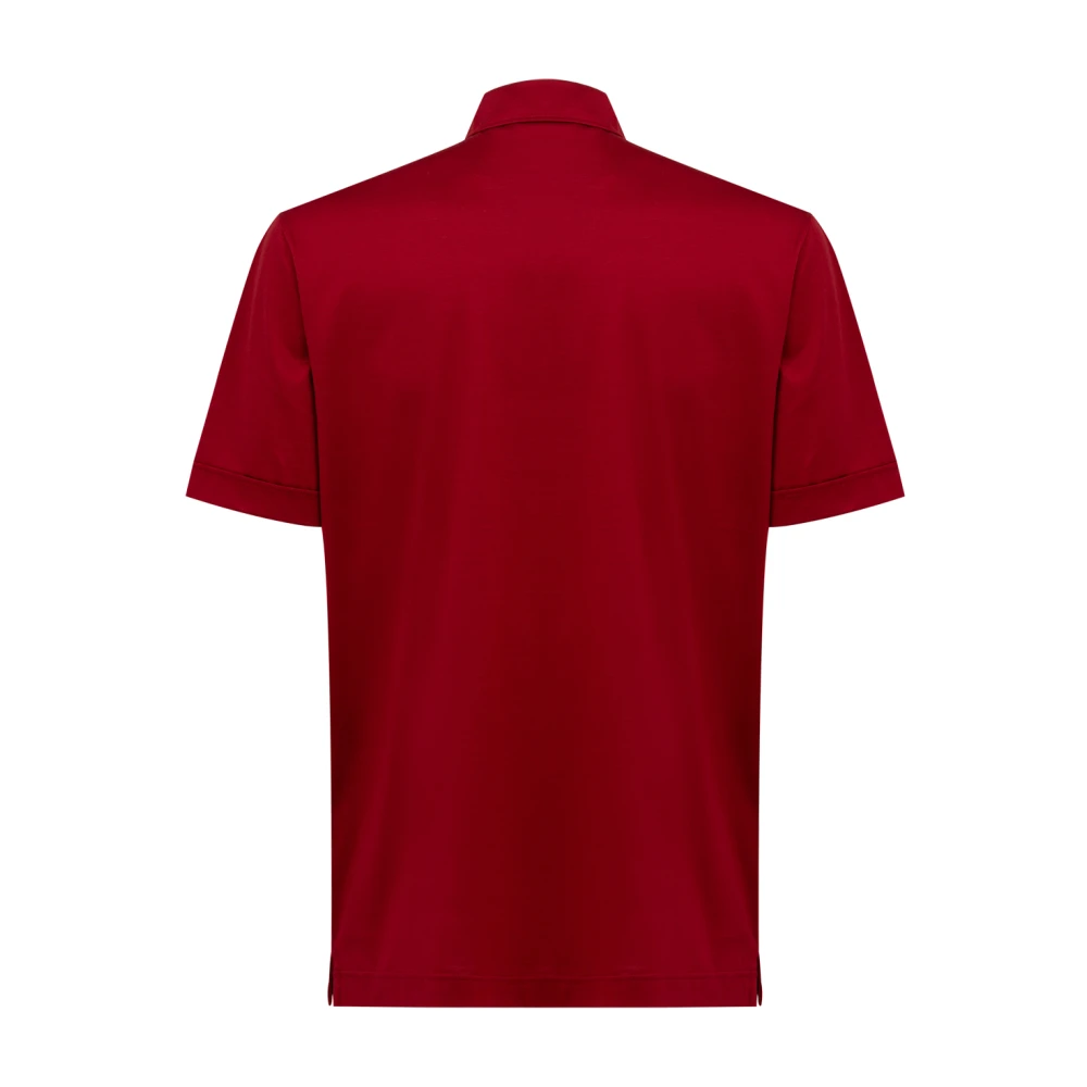 Canali Rode korte mouw katoenen overhemd Red Heren