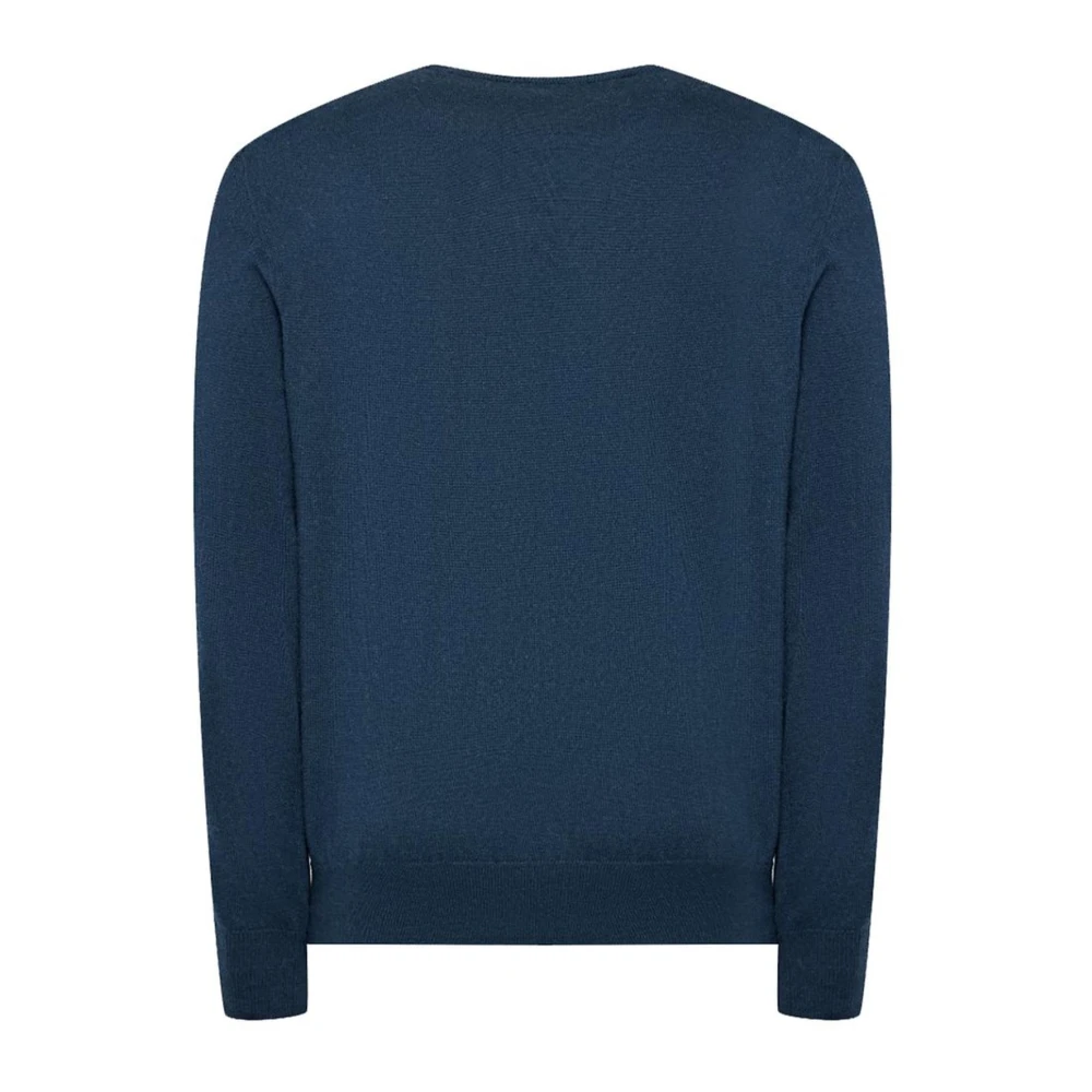 LA MARTINA Blauwe Logo Crew-Neck Sweater Katoen Wol Blue Heren