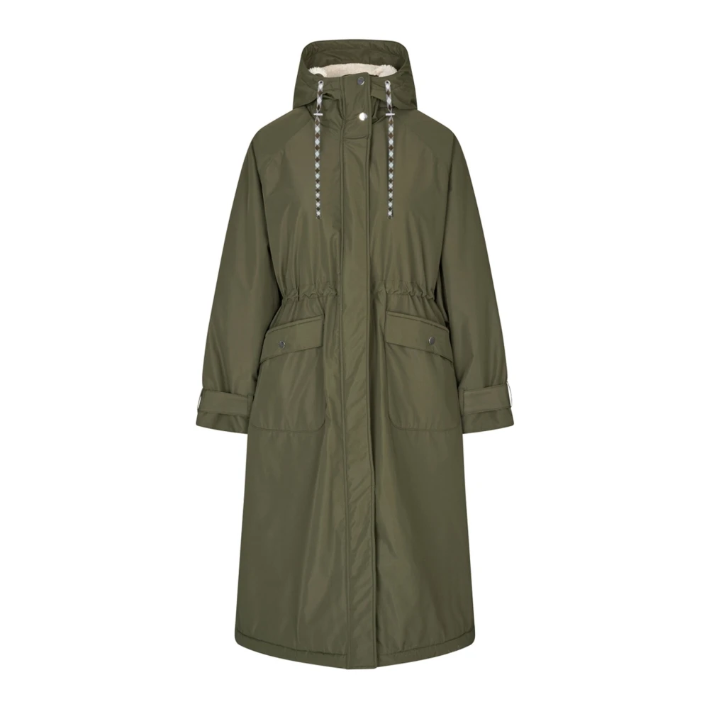 Lollys Laundry Lange Jas Parka Donkergroen Stijlvol Green Dames