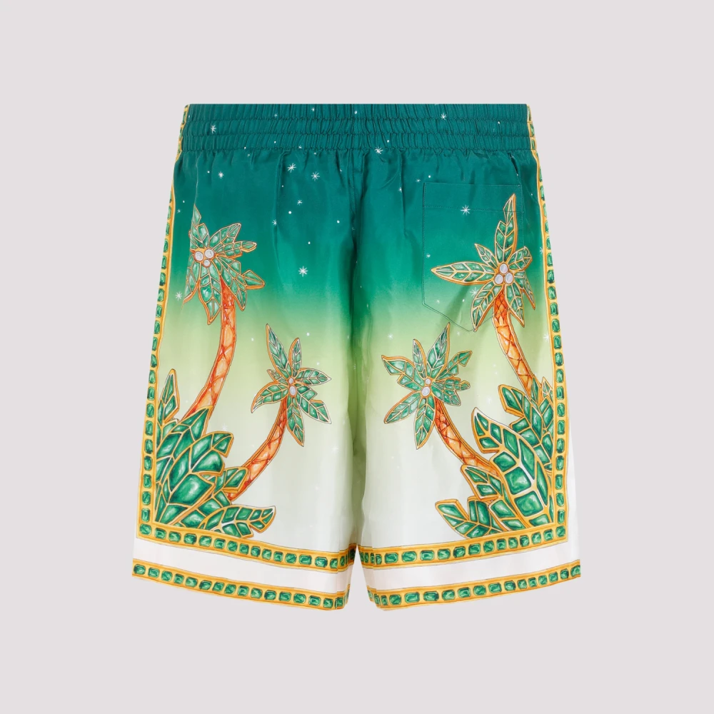 Casablanca Groene Zijden Shorts Multicolor Print Multicolor Heren