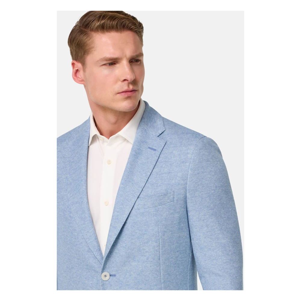 Boggi Milano B Jersey Melange B-Jersey Linnen en Katoenen Jas Blue Heren