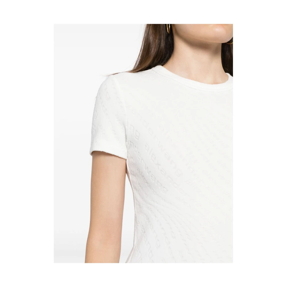 T by Alexander Wang Wit Gebreid T-shirt met Logomotief White Dames