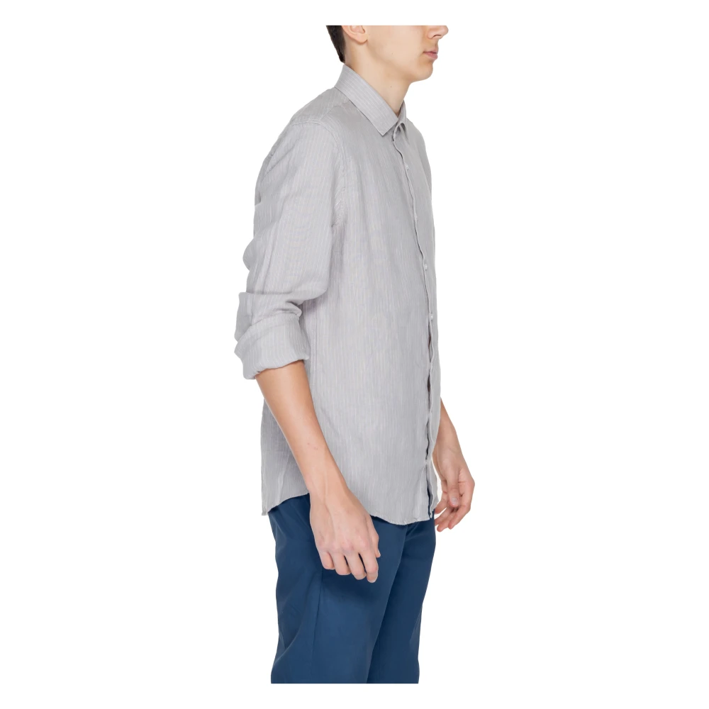 Calvin Klein Linnen Overhemd Lange Mouwen Lente Zomer Collectie Beige Heren