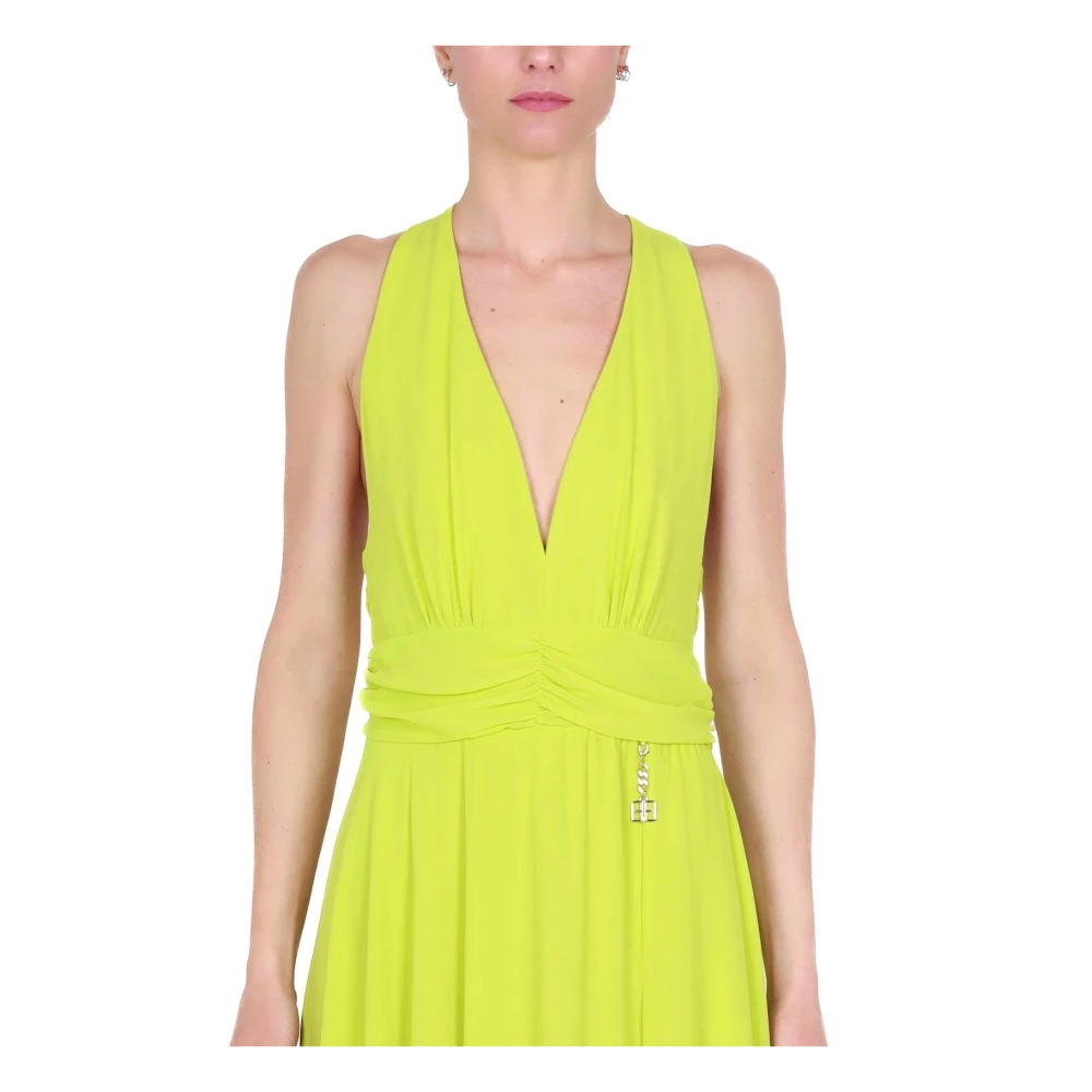 Fracomina Elegante Gele Maxi Jurk met Gekruiste Halslijn Yellow Dames