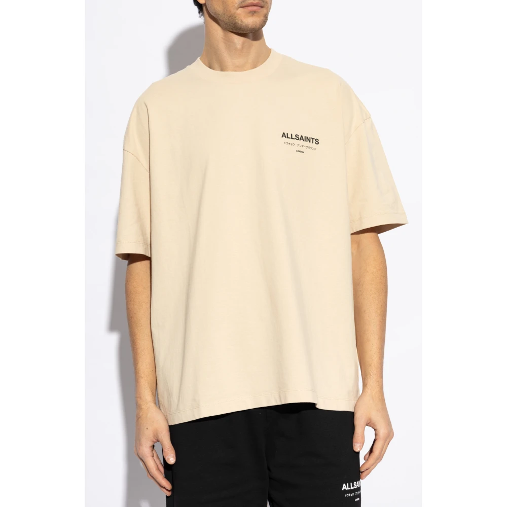 AllSaints T-shirt 'Underground' in 'oversize' stijl Beige Heren
