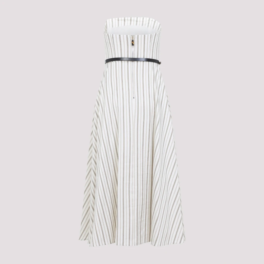 Max Mara Gestreepte Midi Jurk voor Vrouwen White Dames