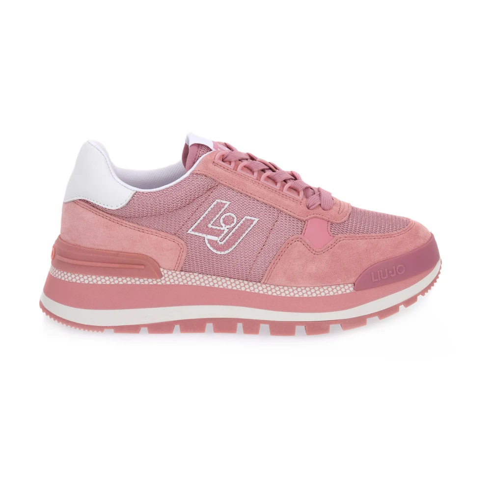 Liu Jo Roze Logo-Patch Mesh-Panel Trainers Pink Dames
