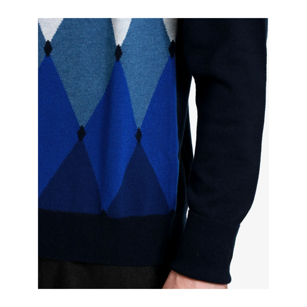 Ballantyne Kasjmier Diamantpatroon Trui Blue Heren