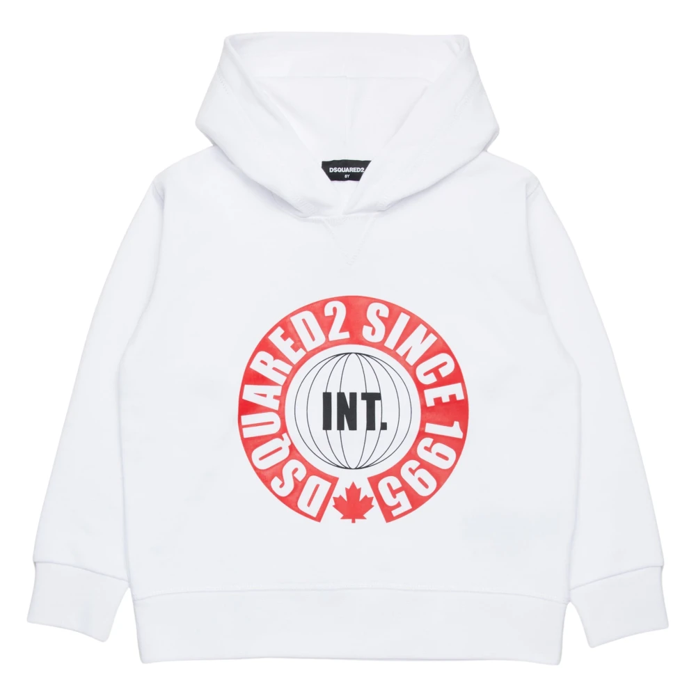 Dsquared2 Unisex Kids White Kids Sweatshirts, 16 Y, Kids Logo Hoodie