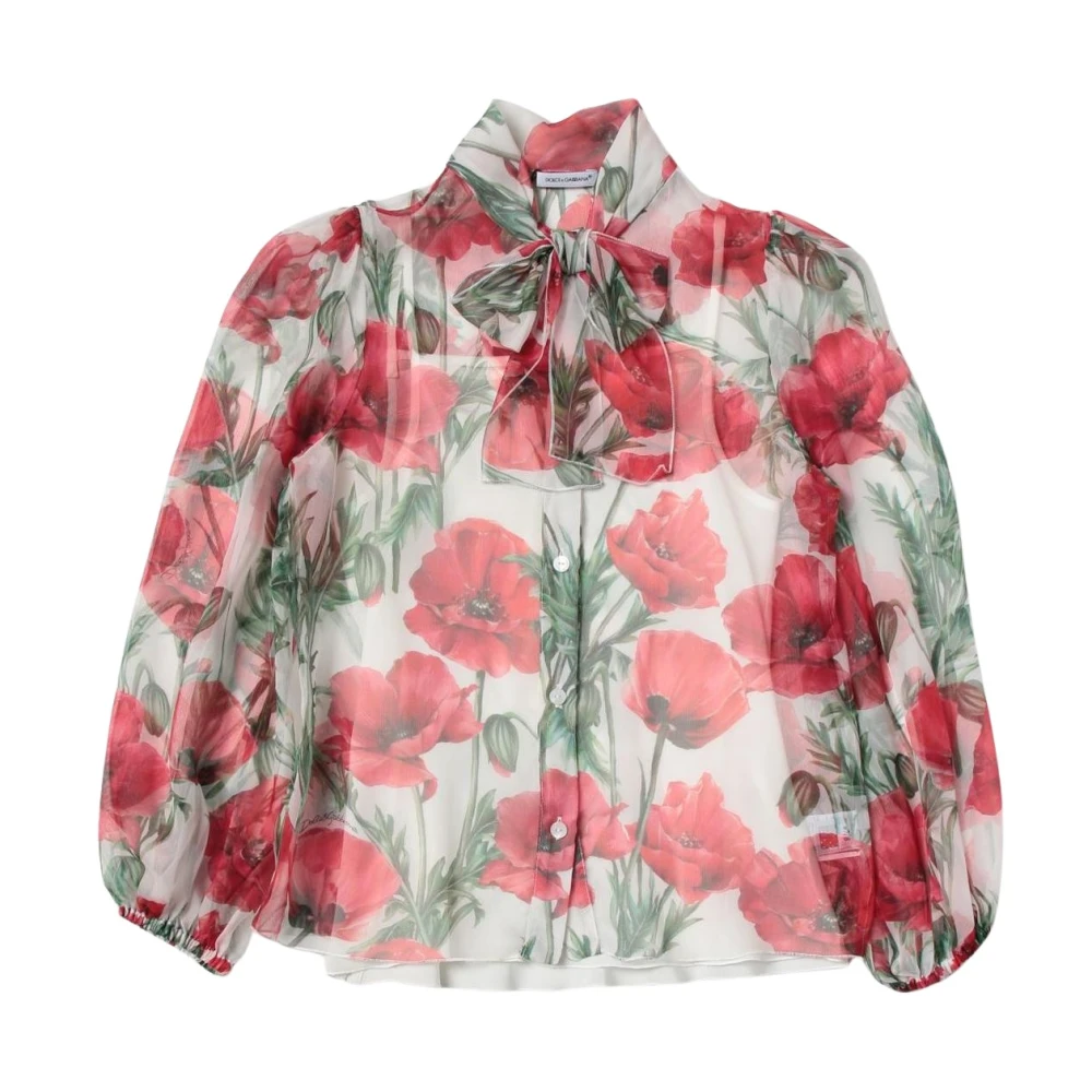Dolce & Gabbana Women's Floral Silk Blouse With Bow Tie