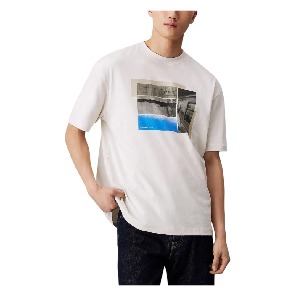 Calvin Klein Jeans Modern Print Wit T-Shirt White Heren