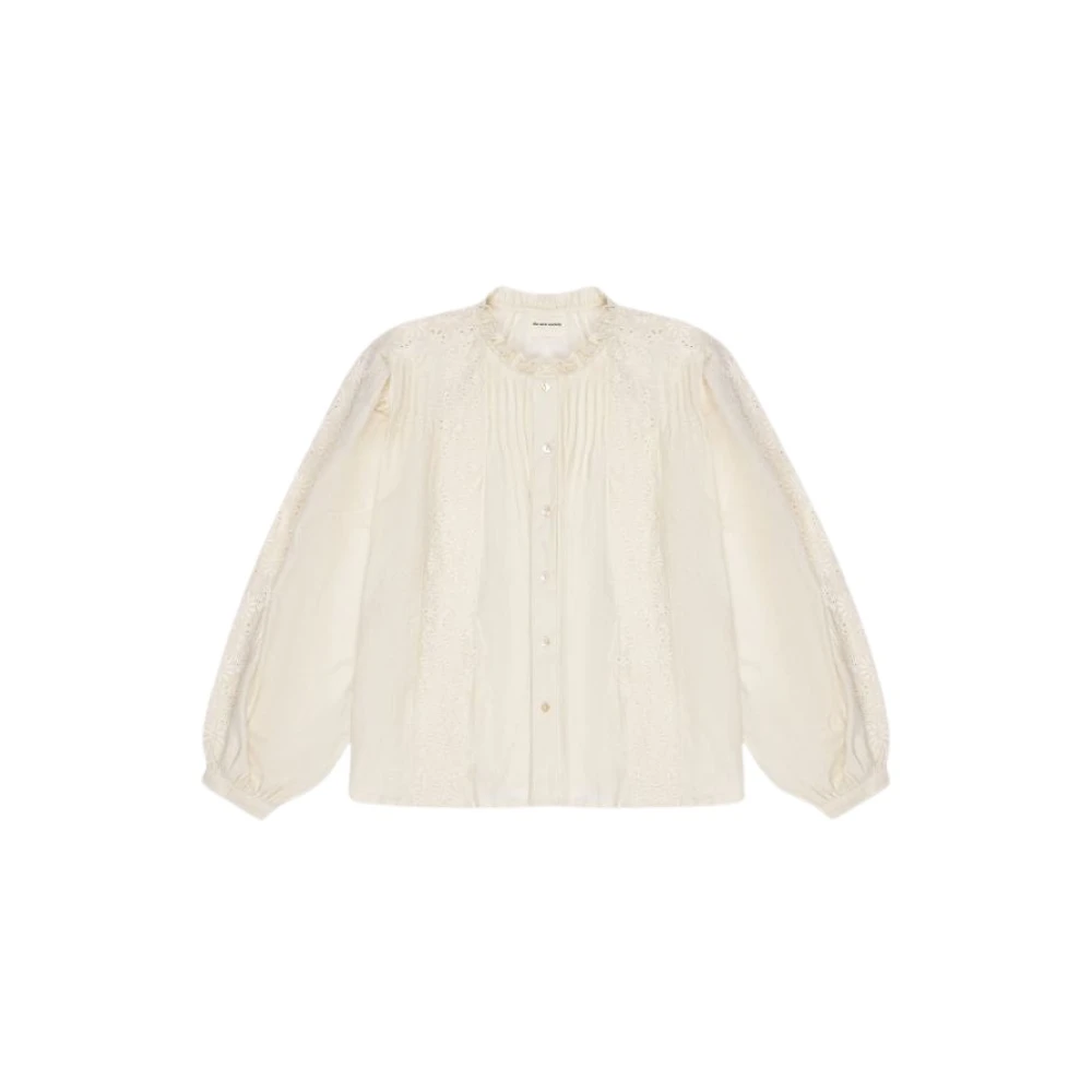 The New Society Geborduurde Katoen-Zijden Blouse Vanille Room Beige Dames