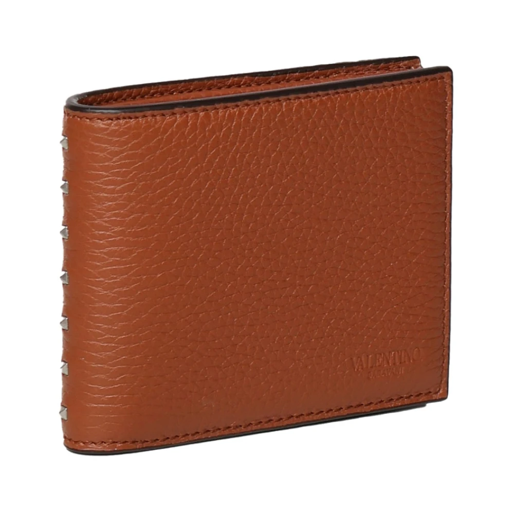 Valentino Garavani Bruin leren portemonnee met stud detail Brown Heren