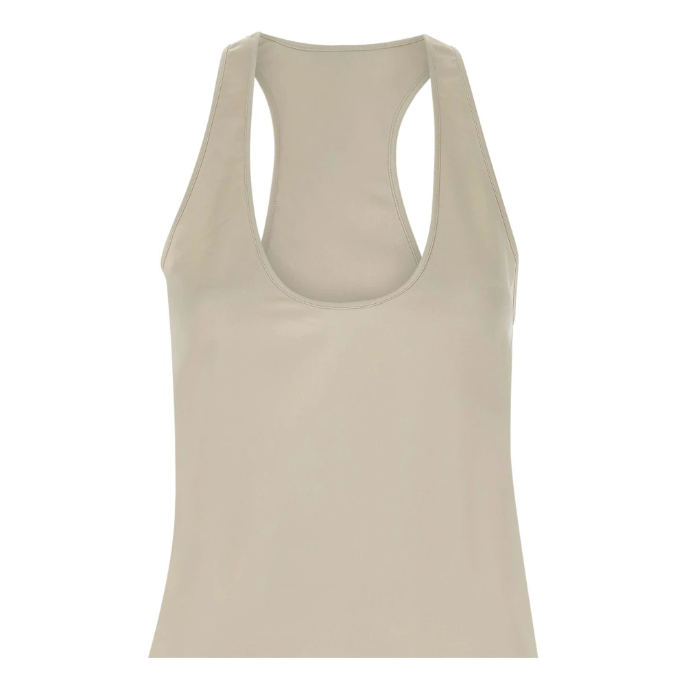 Andamane Ivoor Satijnen Mouwloze Flare Top voor Vrouwen White Dames