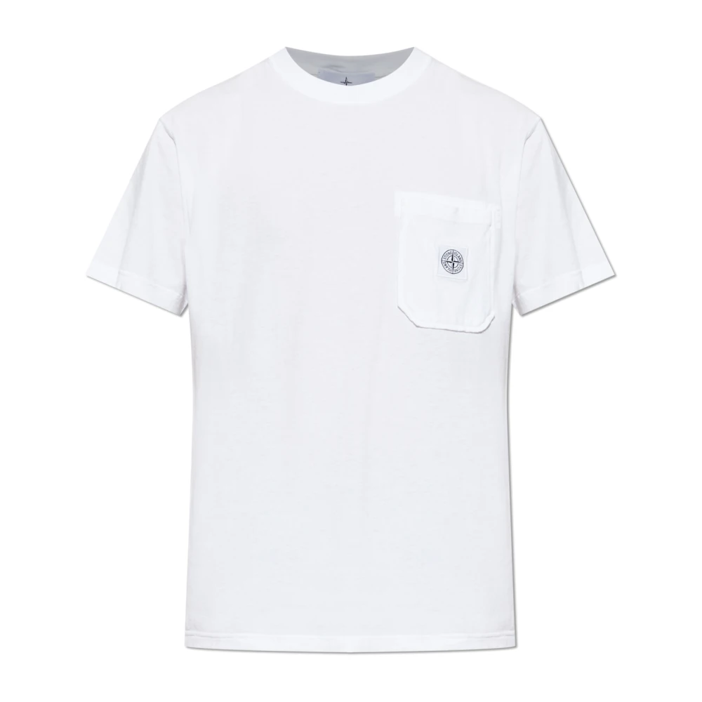 Stone Island Men's White T-Shirts, Xl, T-Shirt With Pocket