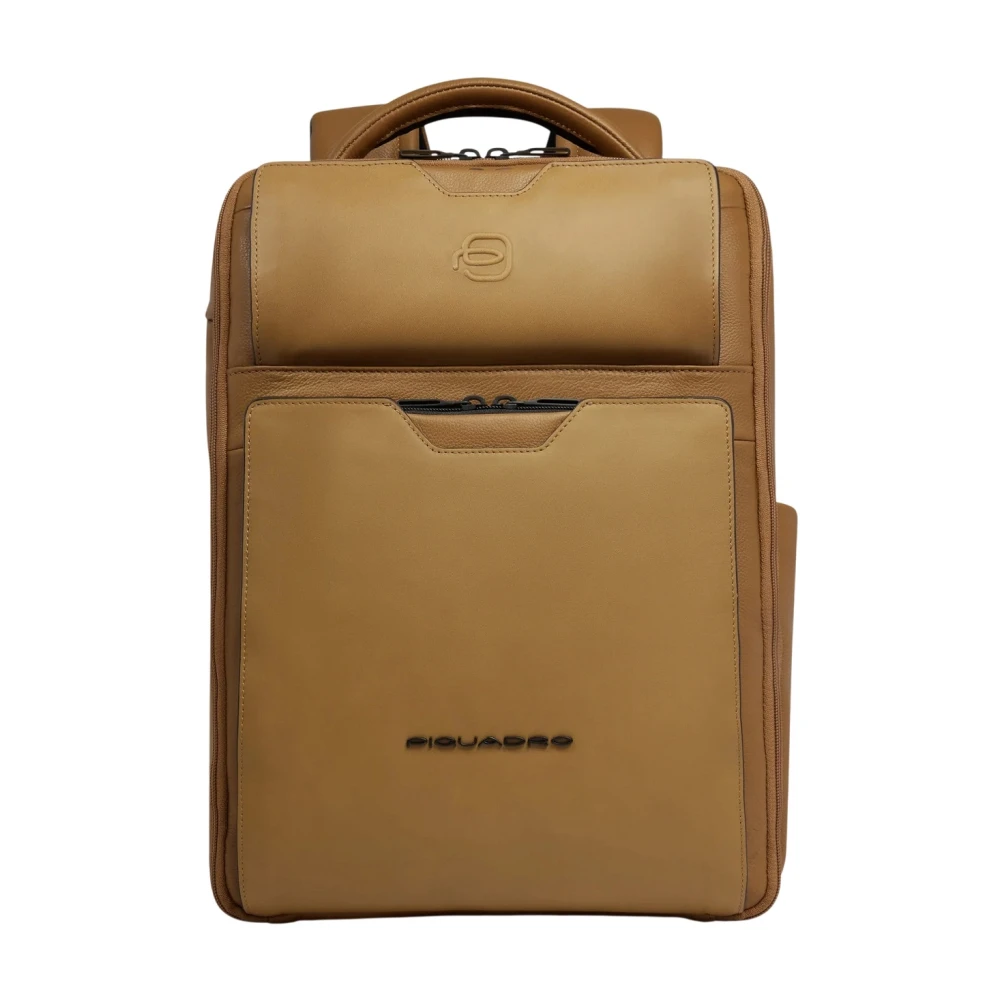 Piquadro Men's Yellow Backpacks, One Size, Leather Travel Backpack