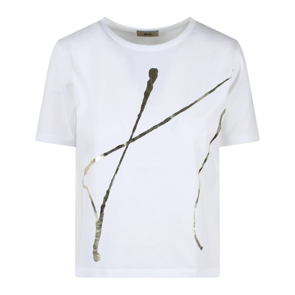 Herno Jersey T-shirt met gelamineerde print White Dames