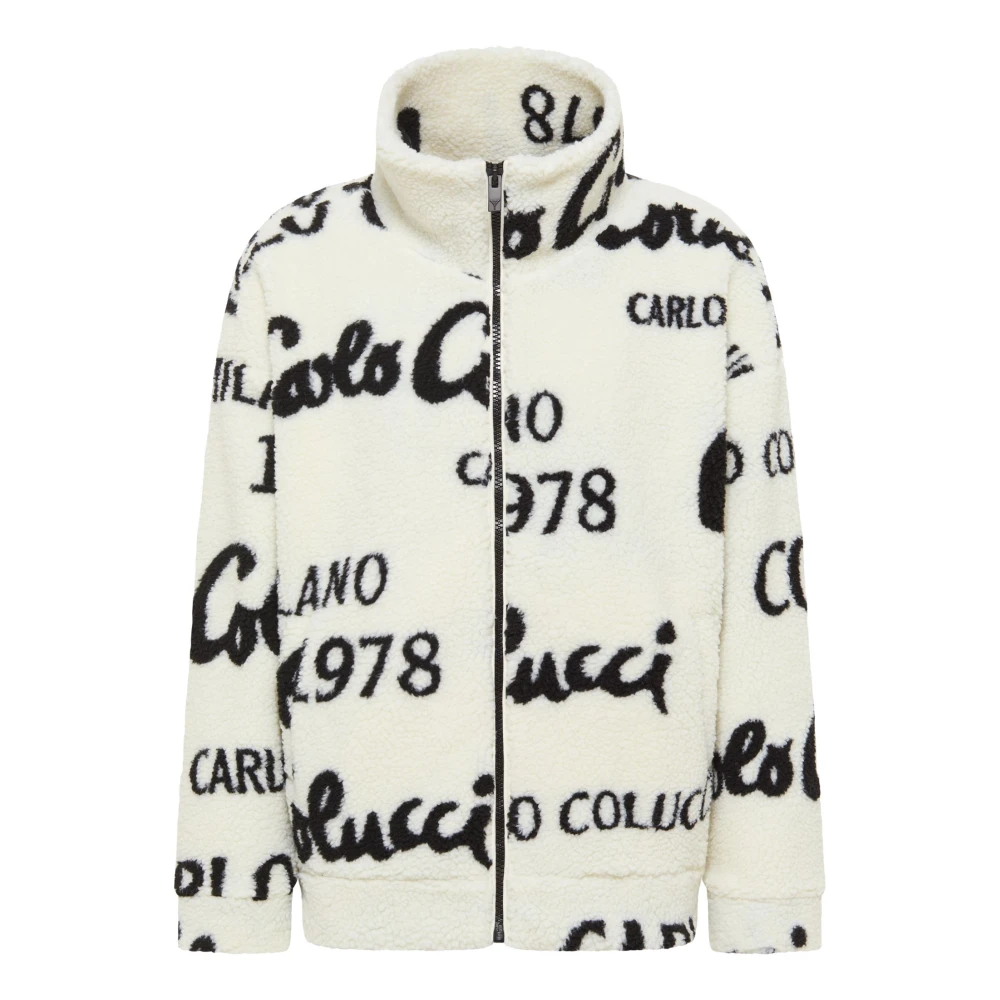 Carlo colucci Teddy Fleece Jack met Merkdetails Beige Heren