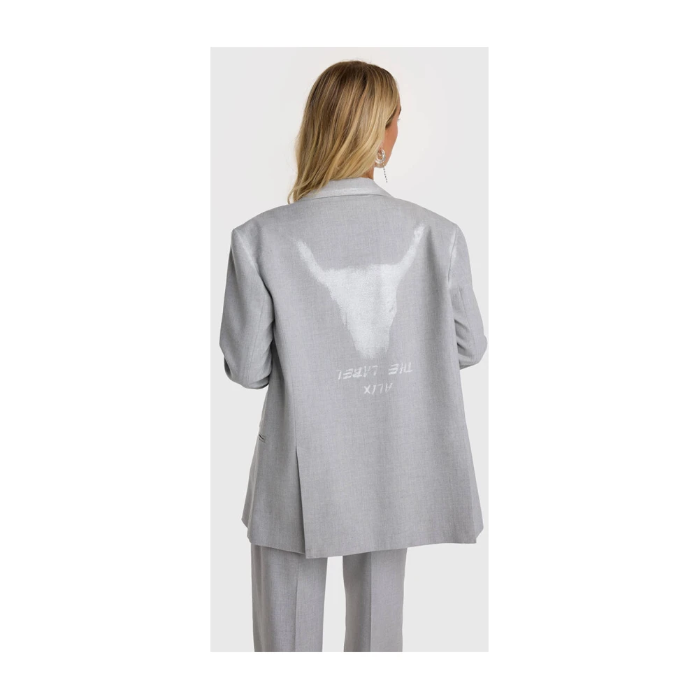 Alix The Label Foil Stripe Blazer Gray Dames