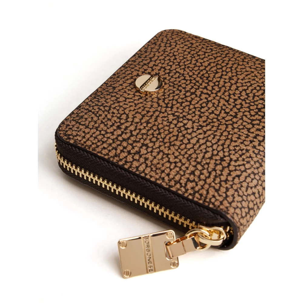 Borbonese Compacte ritssluiting portemonnee met RFID-bescherming Brown Dames