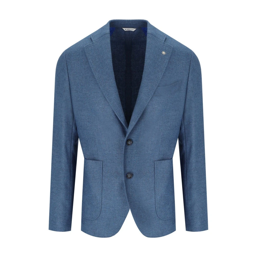 Manuel Ritz Men's Blue Blazers, Xl, Wool Single-Breasted Jacket