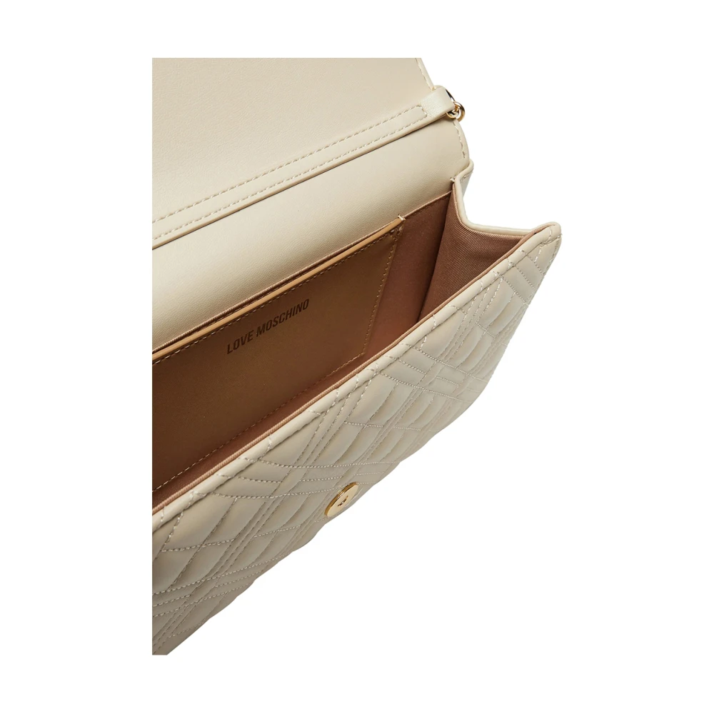 Moschino Ivoor Schoudertas met Gouden Details Beige Dames