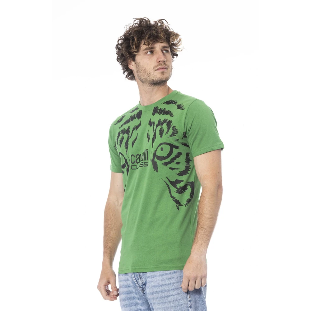 Cavalli Class Logo Print Korte Mouw T-shirt Green Heren