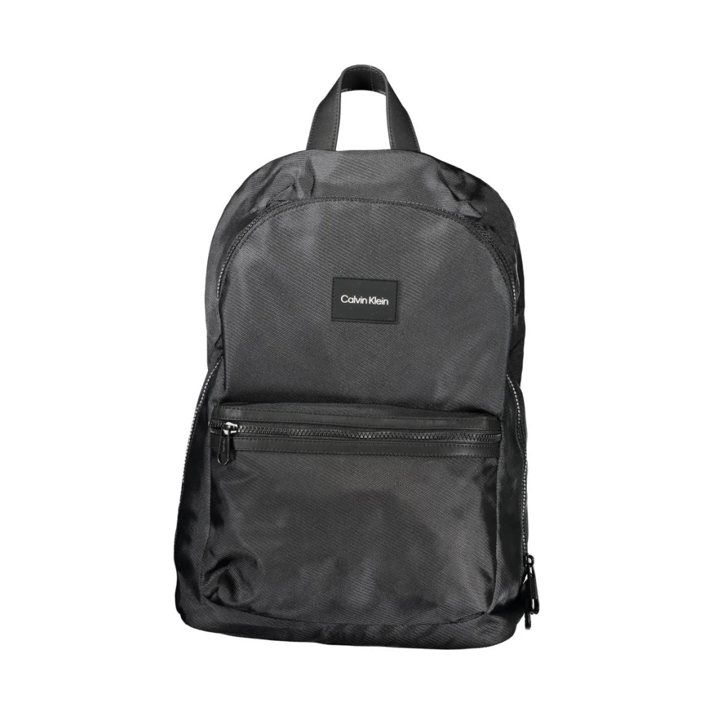 Calvin Klein , Backpacks, Male, Black, One Size, Black Polyester Backpack With Laptop Compartment