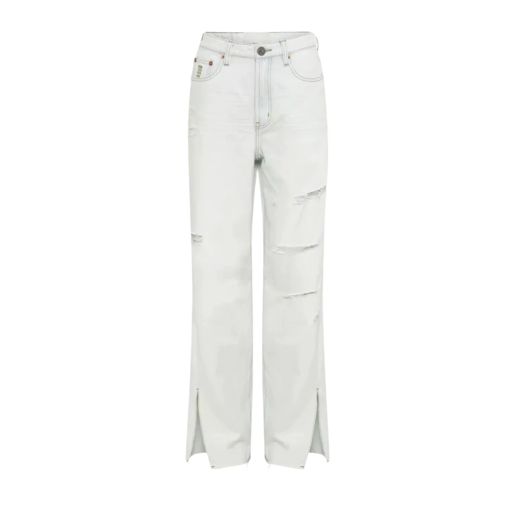 One Teaspoon White Straight Fit Jeans, Female, W27, Distressed Jeans