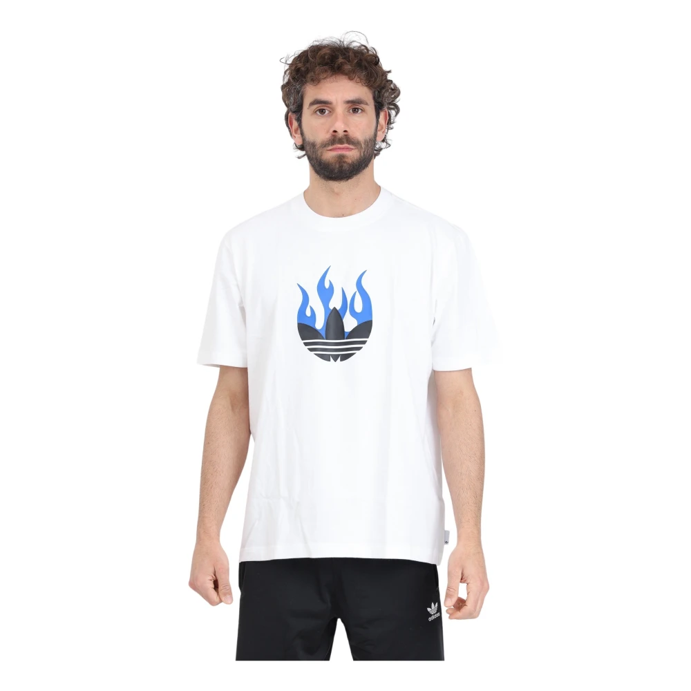 Adidas Originals Wit Flames Logo T-shirt White Heren