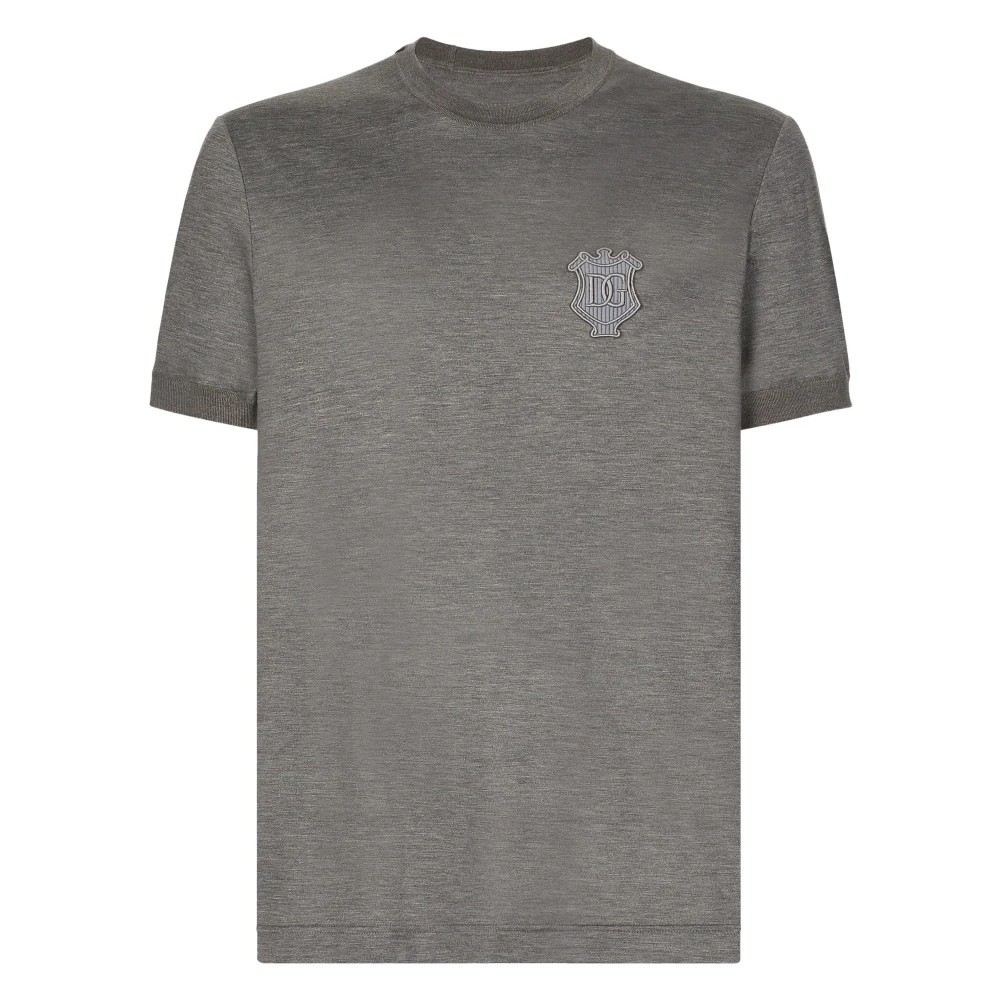 Dolce & Gabbana Grijze T-shirts en Polos Slim Crest Gray Heren